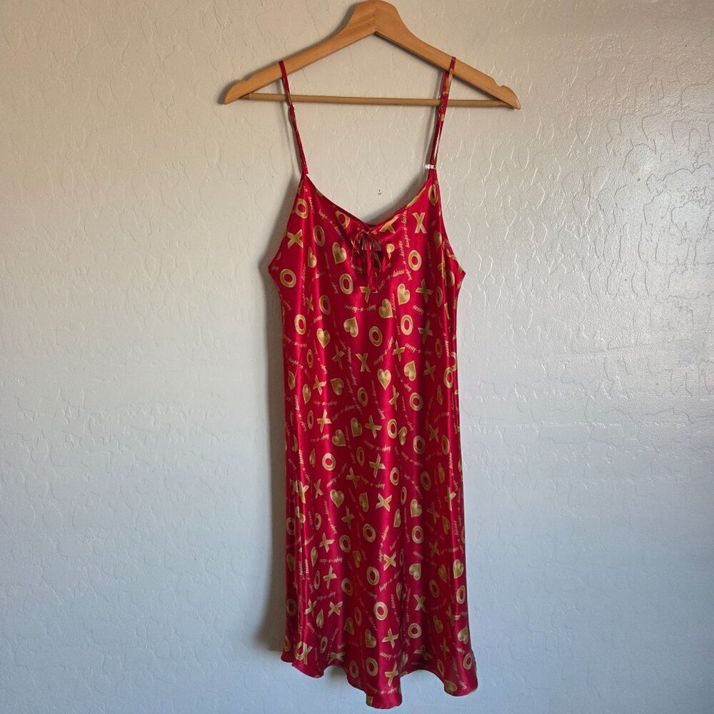 Intimate Style Vintage 100% Silk Slip Dress Red Size M XOXO Valentines Lingerie